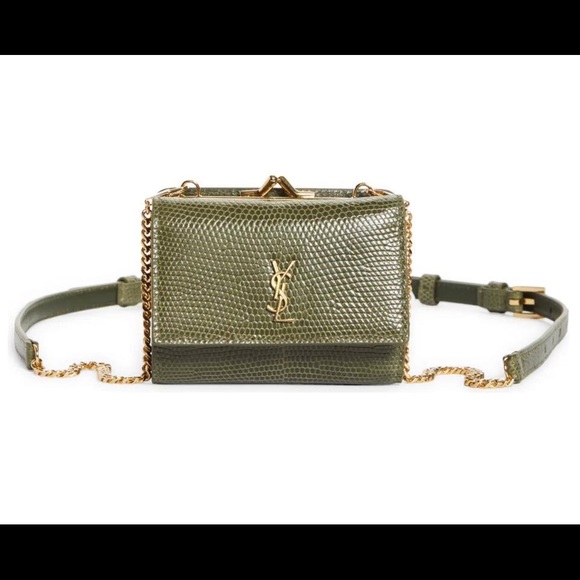 TRADED YSL lizard embossed fanny pack belt bag micro mini chain wallet - Picture 3 of 6